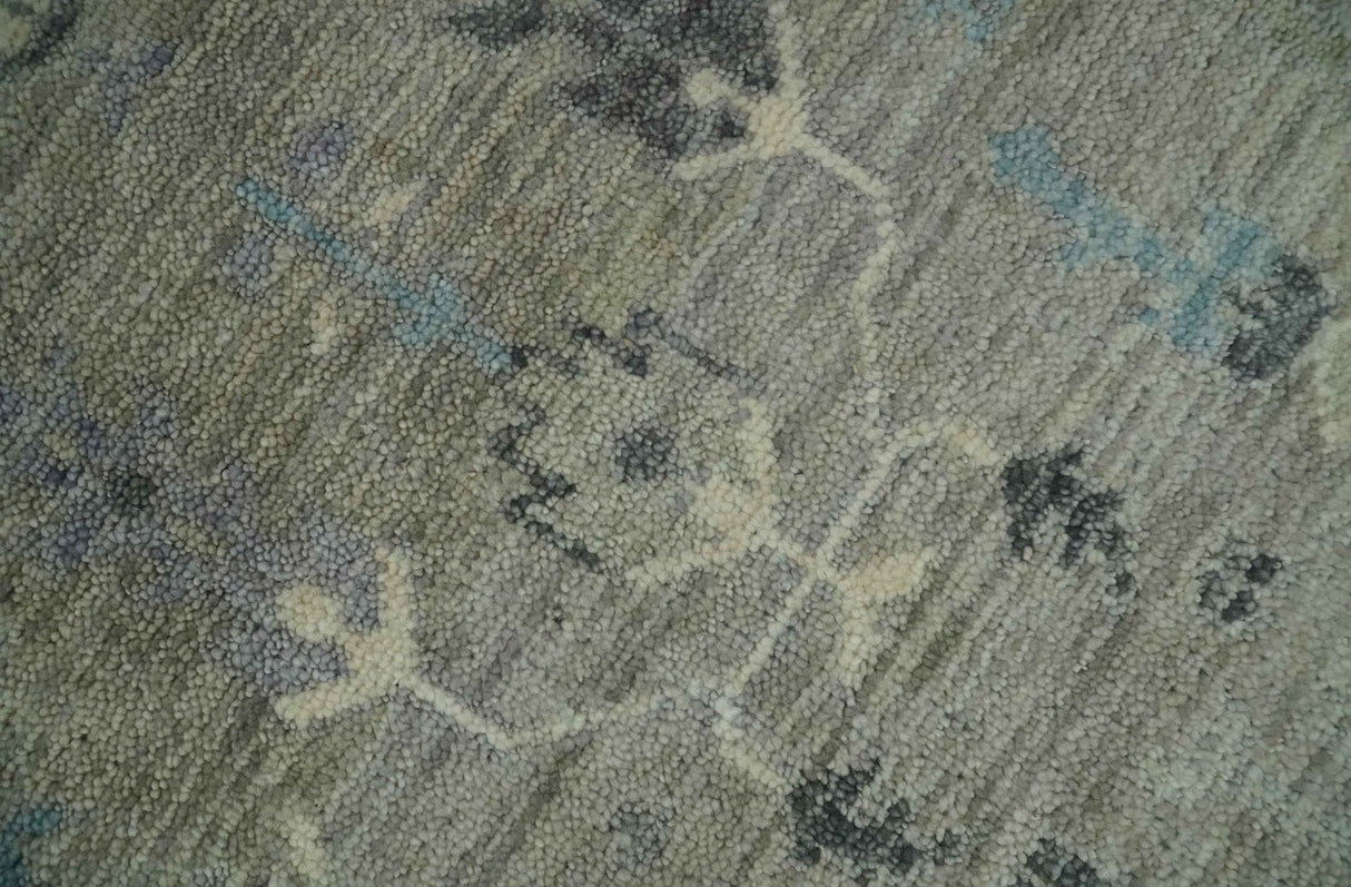Silver and Olive 8x10 Antique Hand Knotted Turkish Design Area Rug