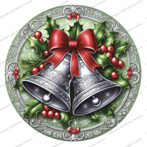 Silver Bells Round Sign - Wreath Enhancement
