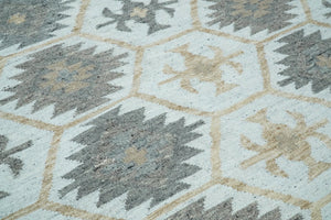 Ivory And Beige Modern Style Fine Wool and Viscose Rug