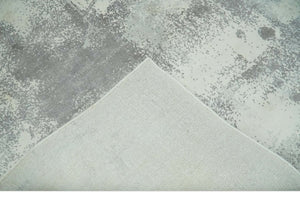 Silver, Charcoal and Ivory Modern Abstract 5x8 Hand loom viscose Area Rug