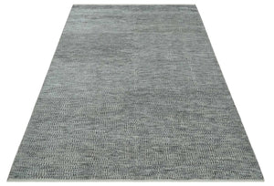 Silver, Gray and Charcoal Contemporary Hand knotted 6.6x10 wool Area Rug
