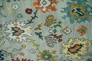 Silver, Ivory and Beige vibrant Colorful Hand knotted 8x10 and 9x12 Traditional Oushak wool Rug