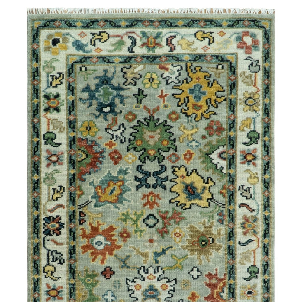 Silver, Ivory and Beige vibrant Colorful Hand knotted Multi Size Traditional Oushak wool Rug