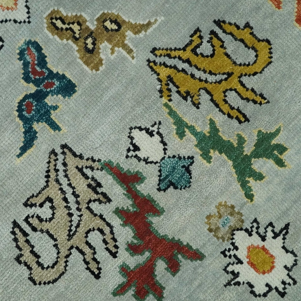 Silver, Ivory and Beige vibrant Colorful Hand knotted Multi Size Traditional Oushak wool Rug