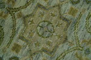 Silver, Olive and Green Traditional Floral Design Custom Made wool area rug