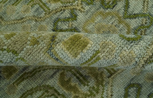 Silver, Olive and Green Traditional Floral Design Custom Made wool area rug