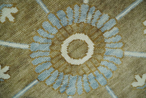 Silver, Olive and Ivory Traditional Medallion Large Floral Design Hand knotted 9x12 wool Rug