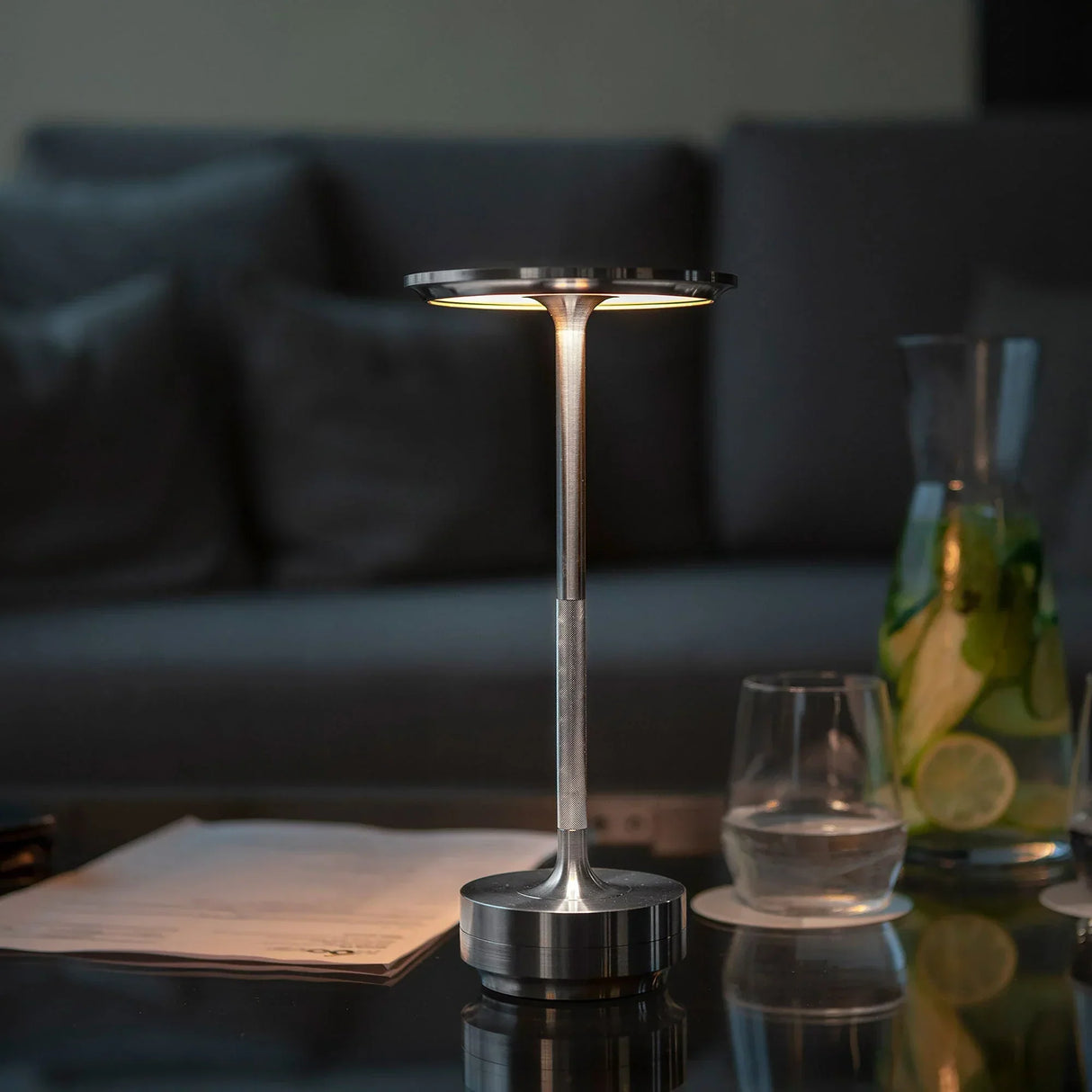 Modern Brass Cone LED Rechargeable Table Lamp Cordless USB-C