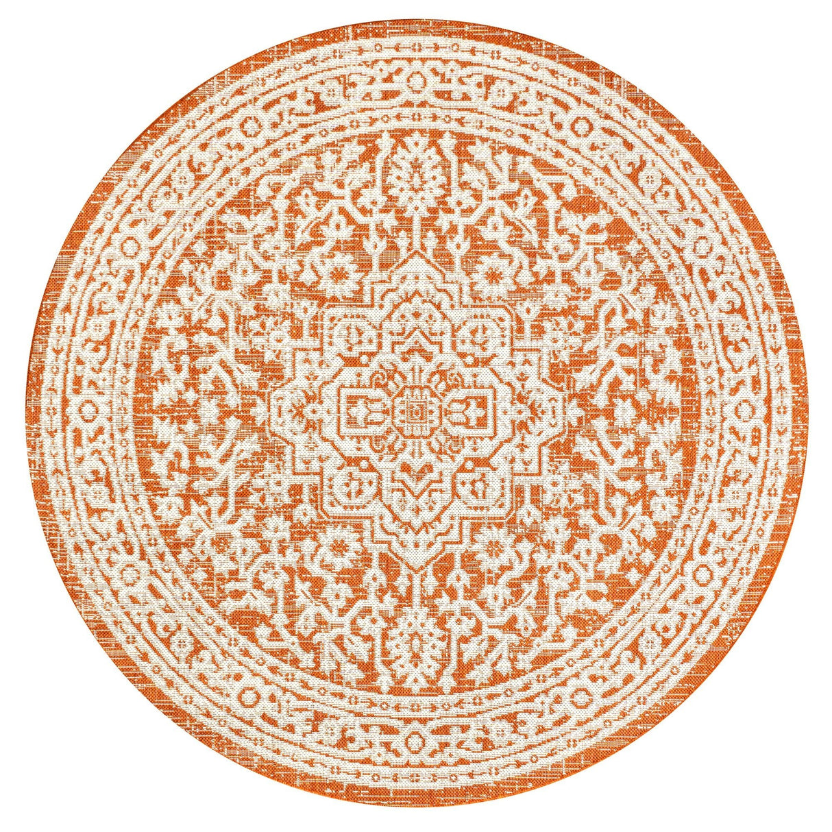 Sinjuri Medallion Textured Weave Indoor/Outdoor Round Area Rug - Tuesday Morning - Area Rugs