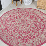 Sinjuri Medallion Textured Weave Indoor/Outdoor Round Area Rug - Tuesday Morning - Area Rugs