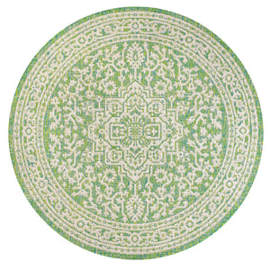 Sinjuri Medallion Textured Weave Indoor/Outdoor Round Area Rug - Tuesday Morning - Area Rugs