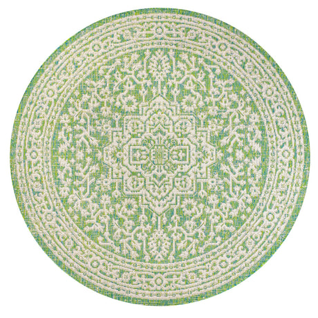 Sinjuri Medallion Textured Weave Indoor/Outdoor Round Area Rug - Tuesday Morning - Area Rugs