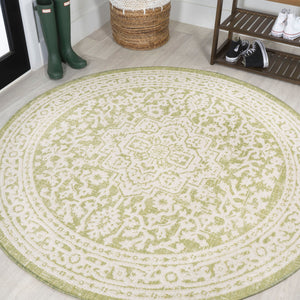 Sinjuri Medallion Textured Weave Indoor/Outdoor Round Area Rug - Tuesday Morning - Area Rugs