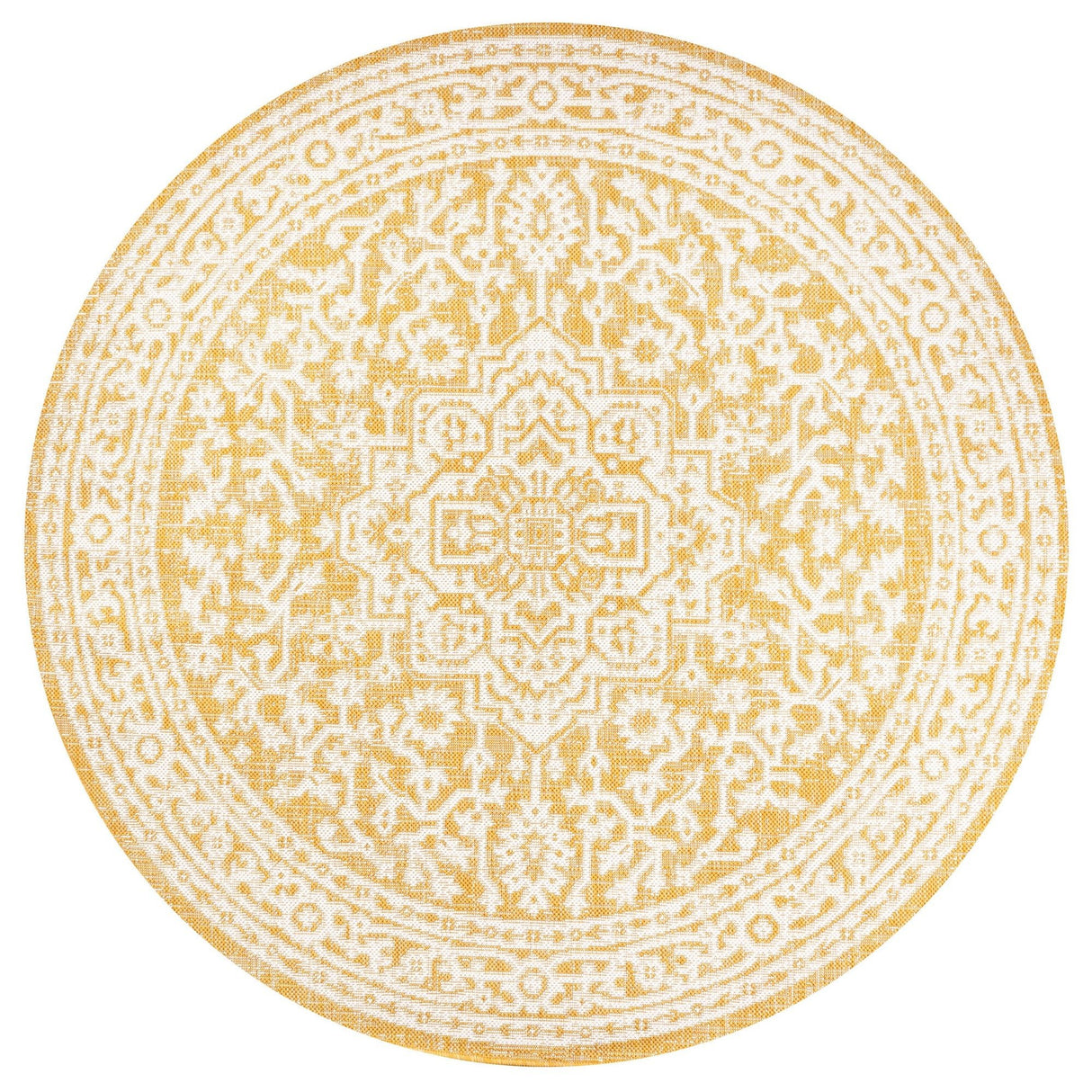 Sinjuri Medallion Textured Weave Indoor/Outdoor Round Area Rug - Tuesday Morning - Area Rugs