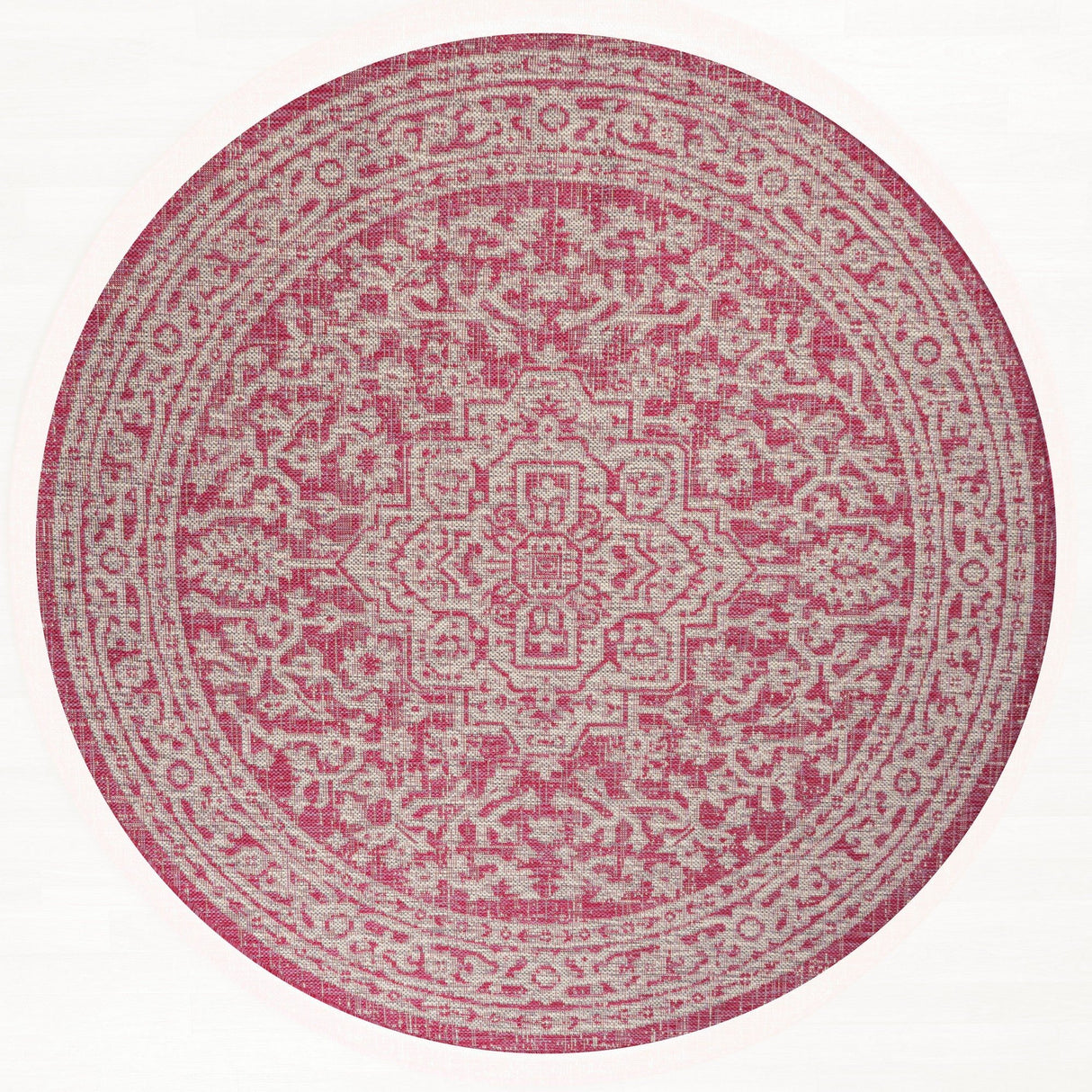 Sinjuri Medallion Textured Weave Indoor/Outdoor Round Area Rug - Tuesday Morning - Area Rugs