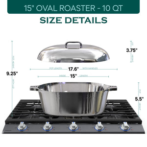 Oval Dutch Oven with Lid - 10 Quart (15 Inch)