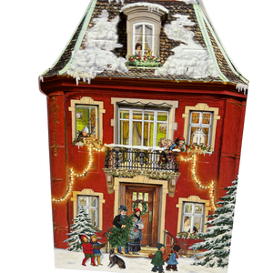Diecut Red House  Advent Card With Envelope