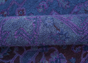 Sky Traditional Design Purple Hand Tufted Overdyed Wool Rug