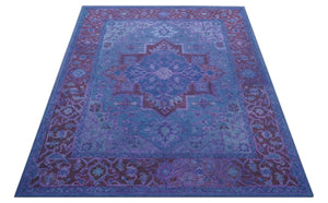 Sky Traditional Design Purple Hand Tufted Overdyed Wool Rug