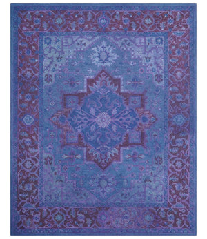 Sky Traditional Design Purple Hand Tufted Overdyed Wool Rug