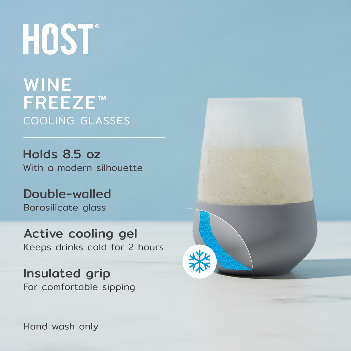 Glass Tasting FREEZE™ – 6.7 oz Double-Walled Glass with Cooling Gel and Silicone Grip