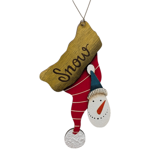 Snowy's Upside-Down Wishes: Hand-Painted Plywood Ornament