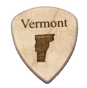 Vermont  Wooden Guitar Pick With State