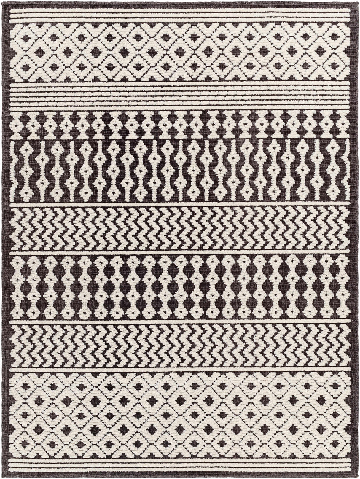 Drago Black Trellis Washable Rug - Clearance