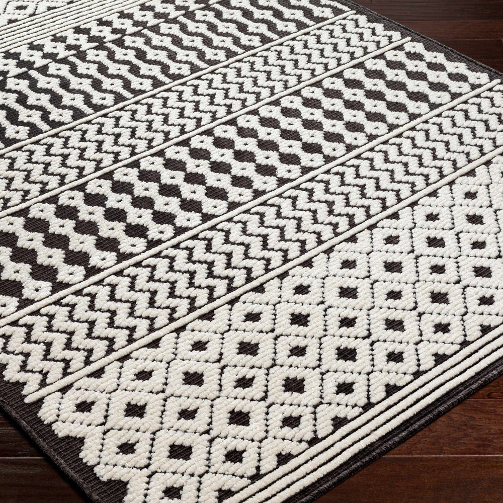 Drago Black Trellis Washable Rug - Clearance
