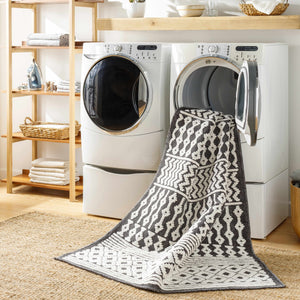 Drago Black Trellis Washable Rug - Clearance