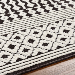 Drago Black Trellis Washable Rug - Clearance