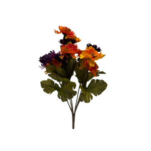 11 inch Faux Mini Straw Dasies - Orange Yellow Purple Flowers