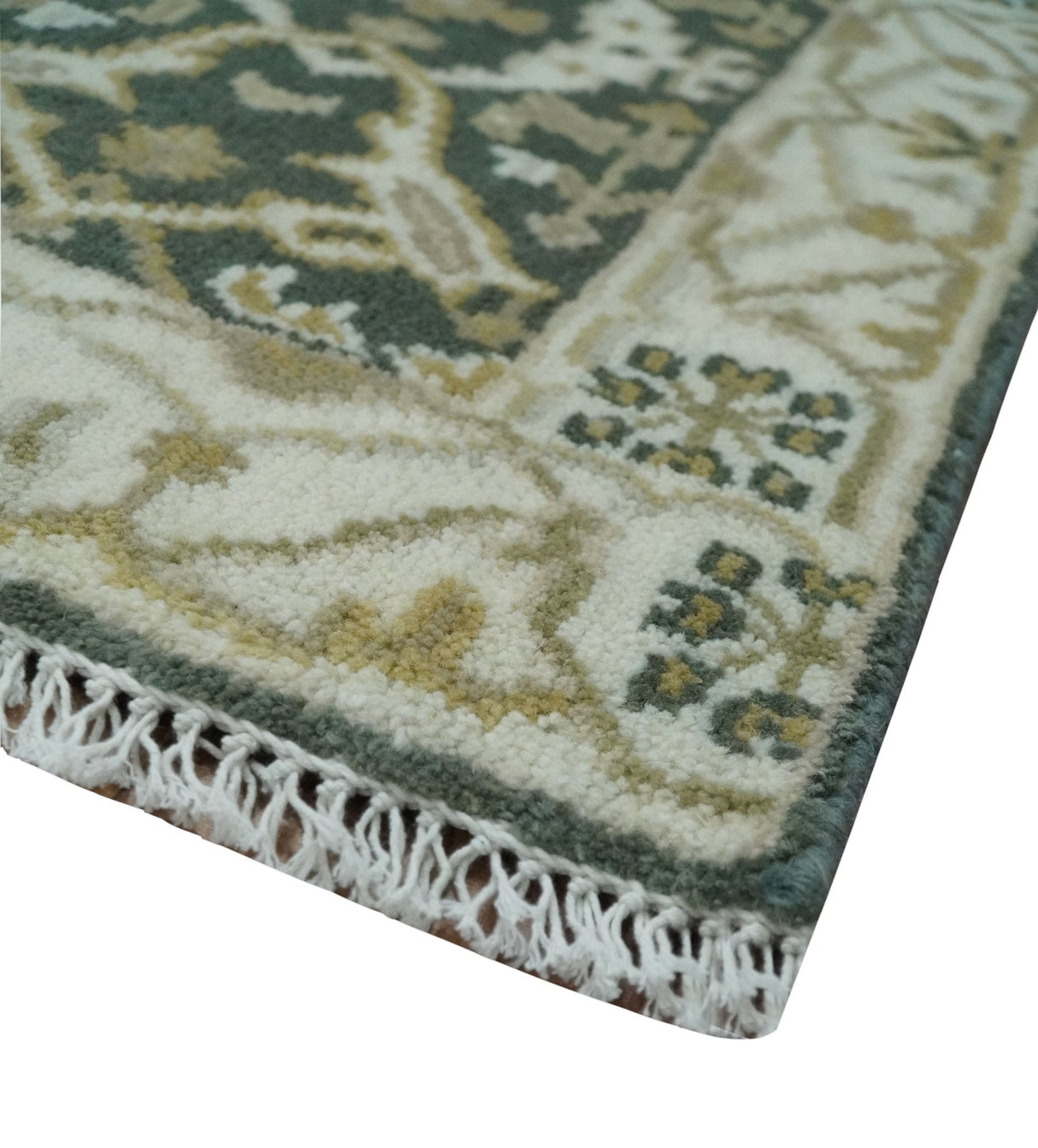 Small Entryway 2x3 Gray, Ivory and Beige Hand Knotted Oriental Oushak  Wool Area Rug