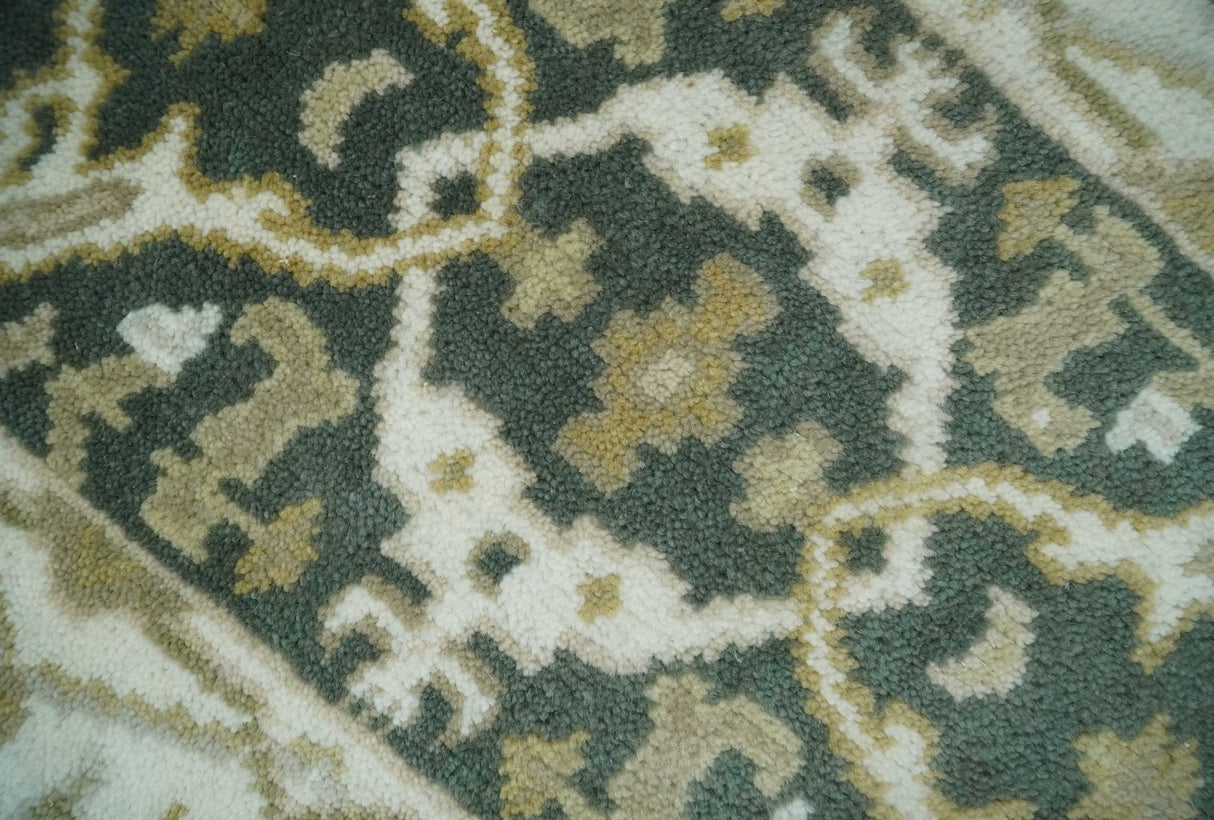 Small Entryway 2x3 Gray, Ivory and Beige Hand Knotted Oriental Oushak  Wool Area Rug