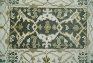 Small Entryway 2x3 Gray, Ivory and Beige Hand Knotted Oriental Oushak  Wool Area Rug