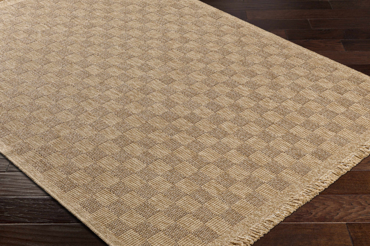 Jurek Beige Checkered Area Rug