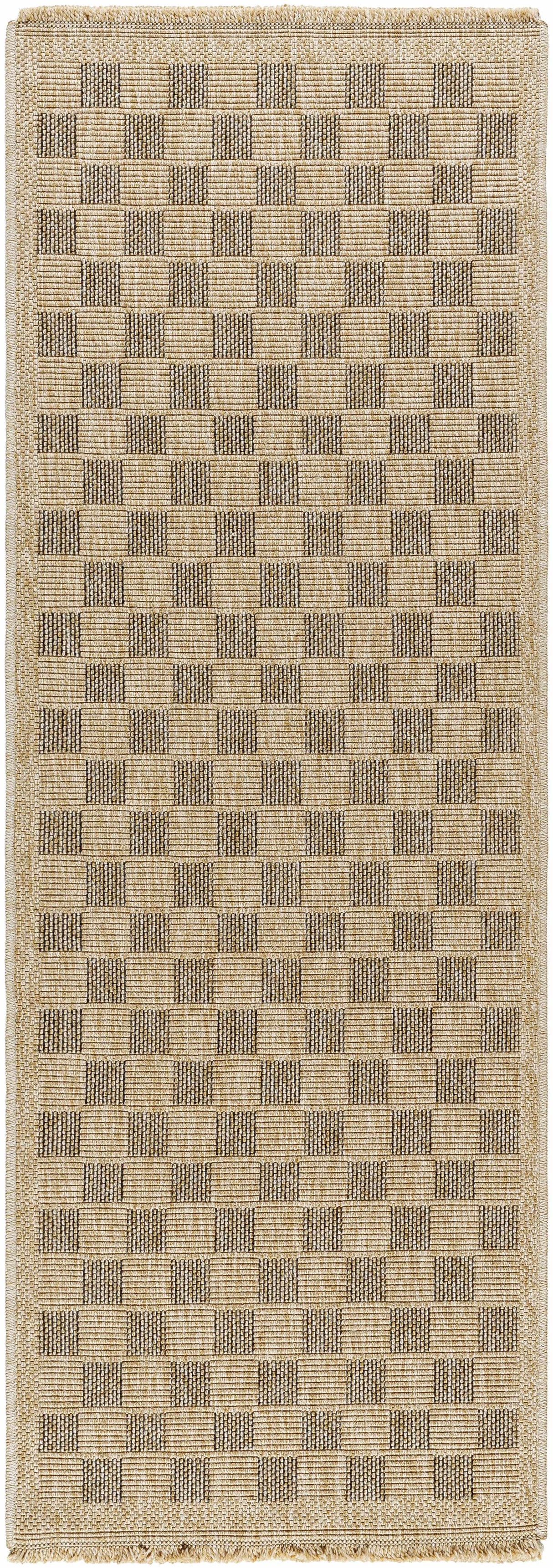 Jurek Beige & Brown Checkered Area Rug