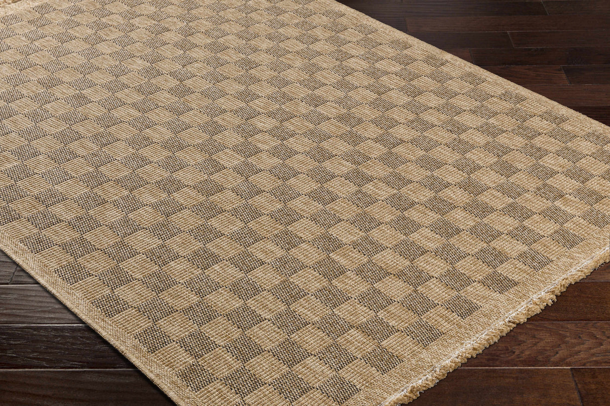 Jurek Beige & Brown Checkered Area Rug