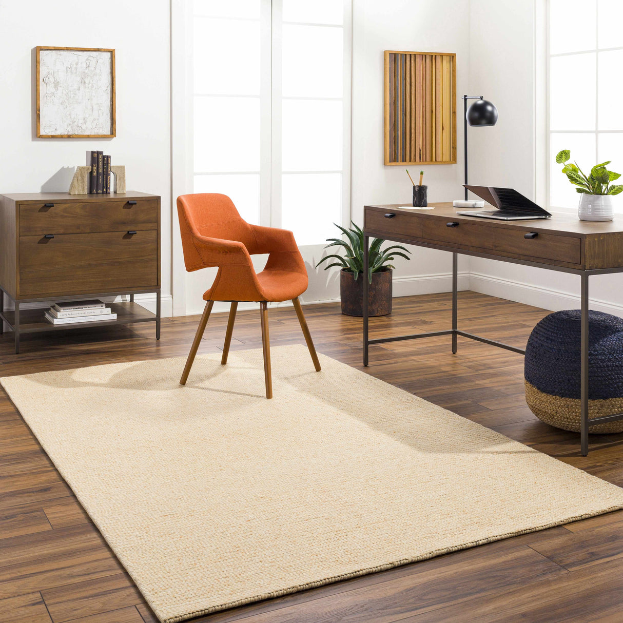 Alyra Yellow Solid Area Rug - Clearance