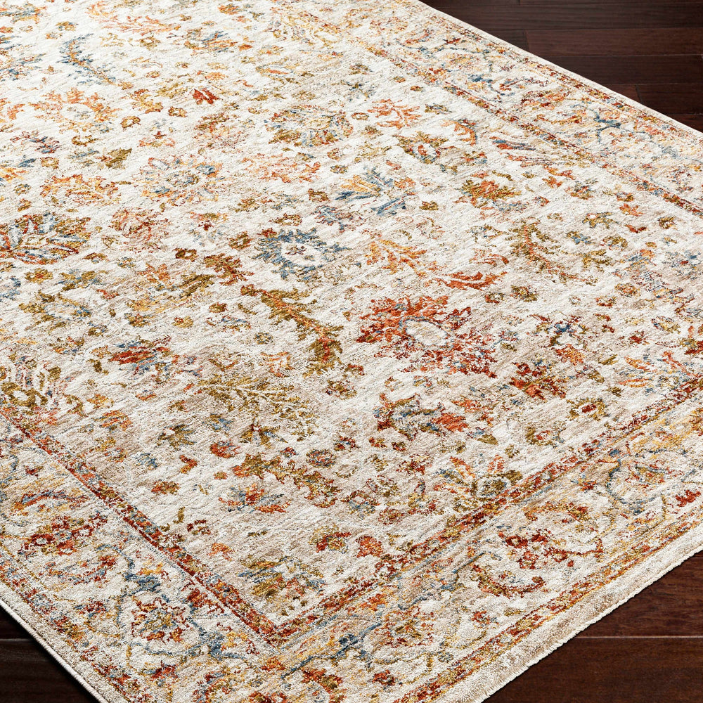 Asabi Beige Textured Rug with Fringes
