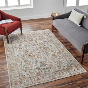 Asabi Beige Textured Rug with Fringes