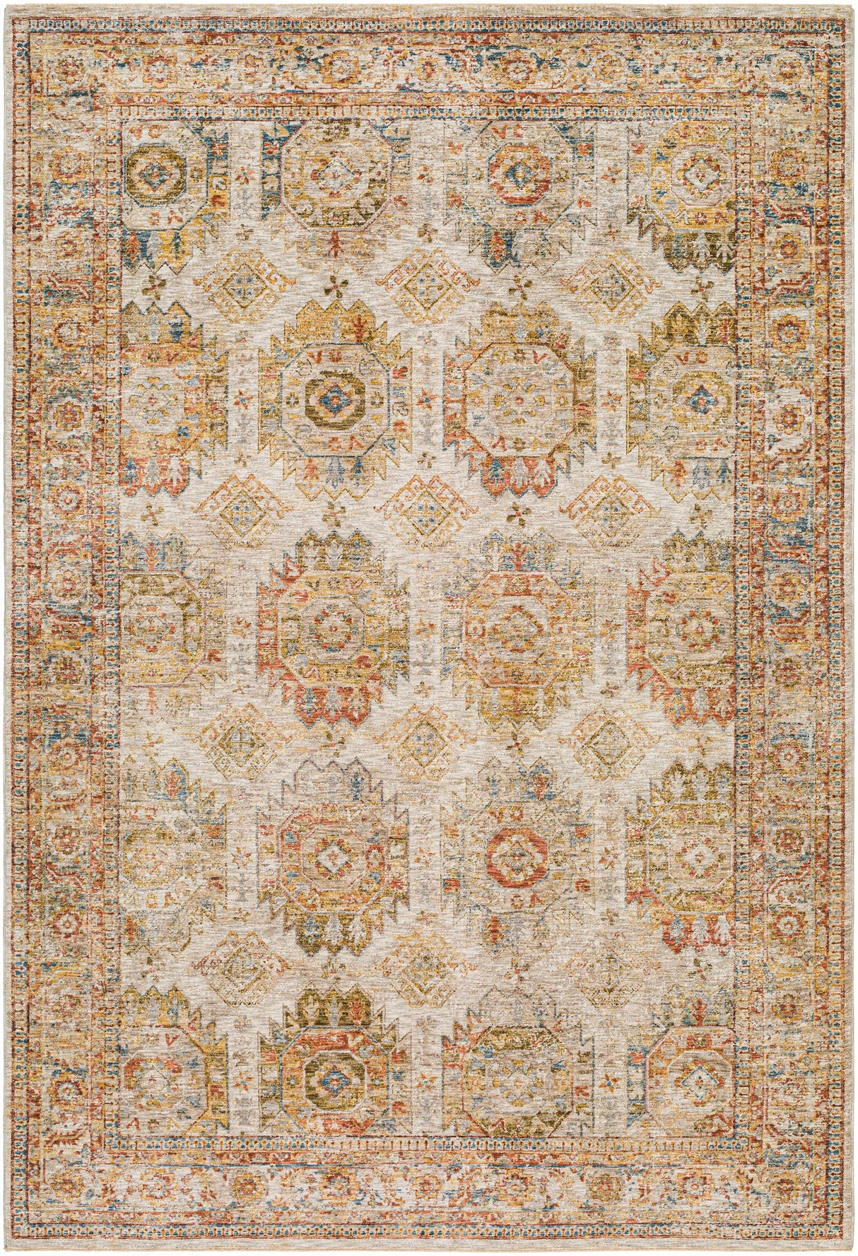 Crescentia Cream Textured Rug with Fringes