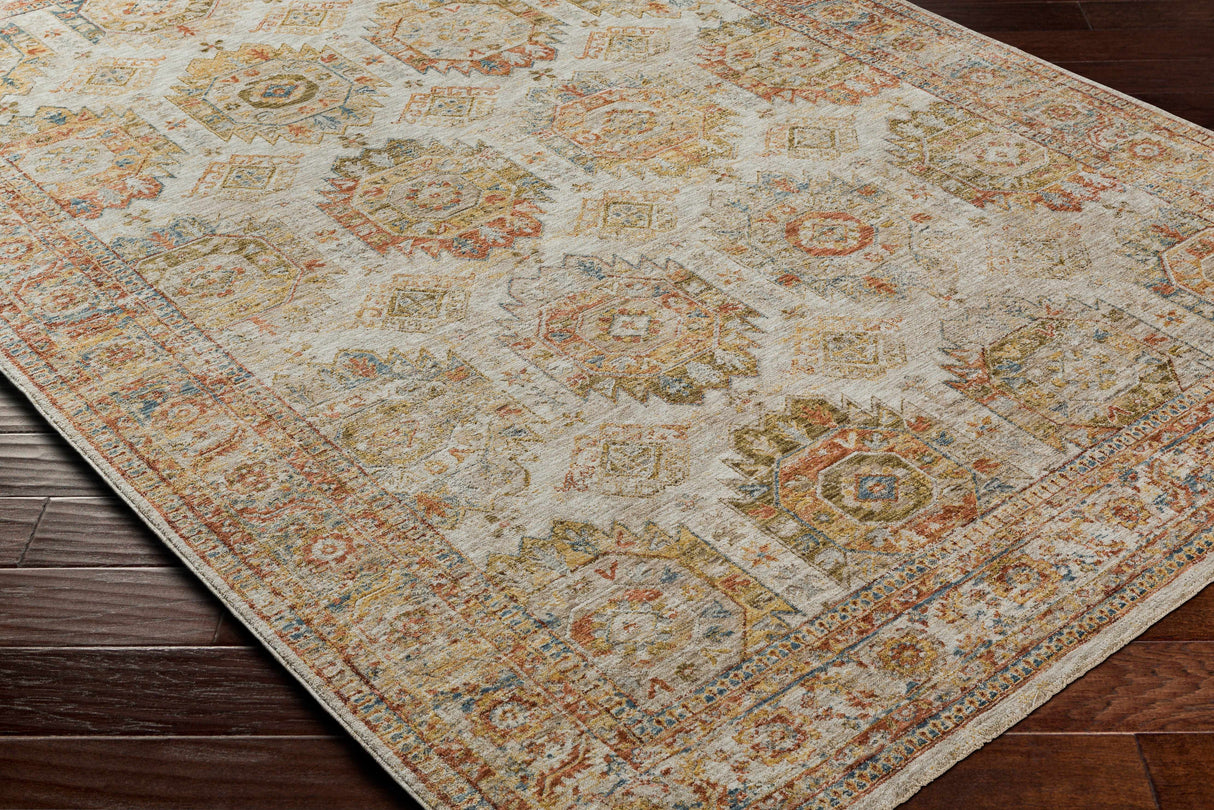 Crescentia Cream Textured Rug with Fringes