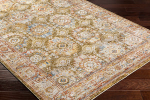 Crescentia Green Textured Rug with Fringes