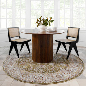 Crescentia Green Textured Rug with Fringes