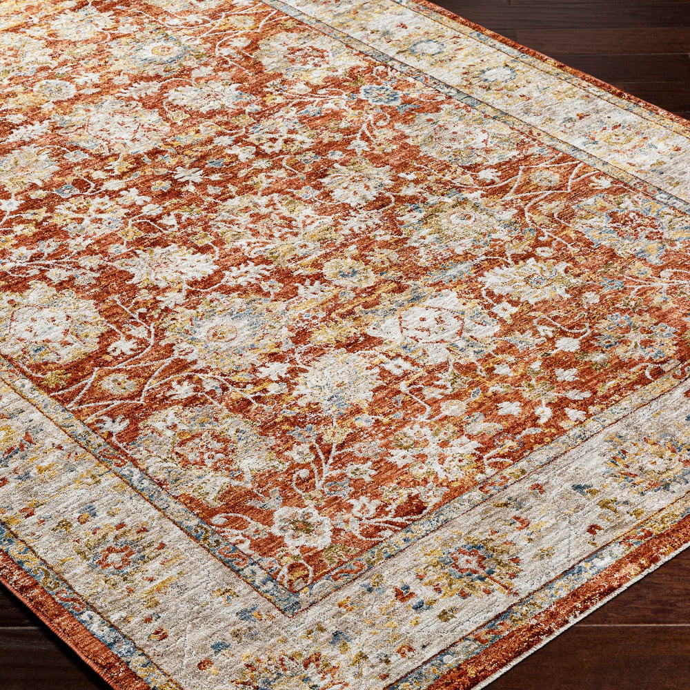 Duong Rust Textured Rug with Fringes