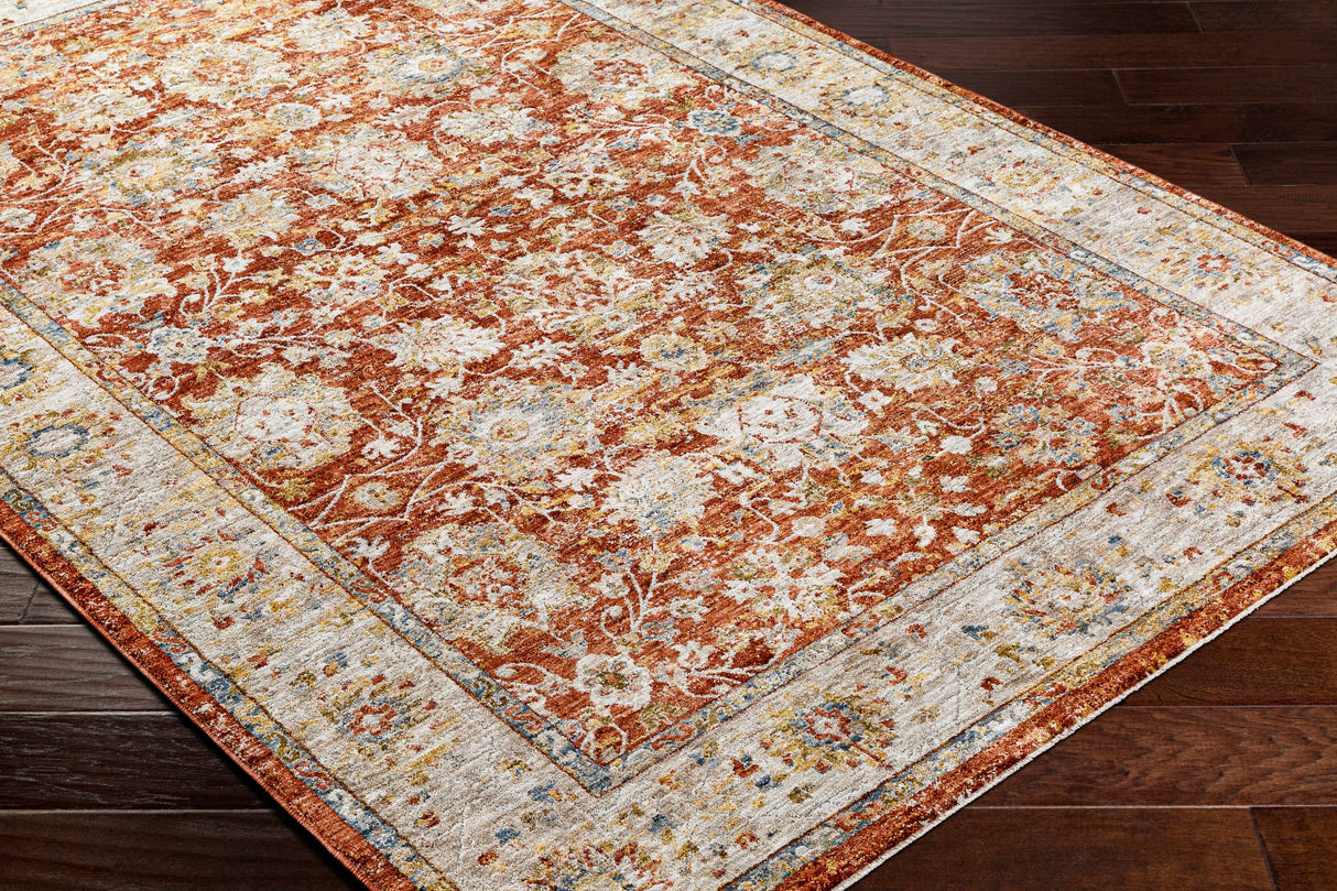 Duong Rust Textured Rug with Fringes