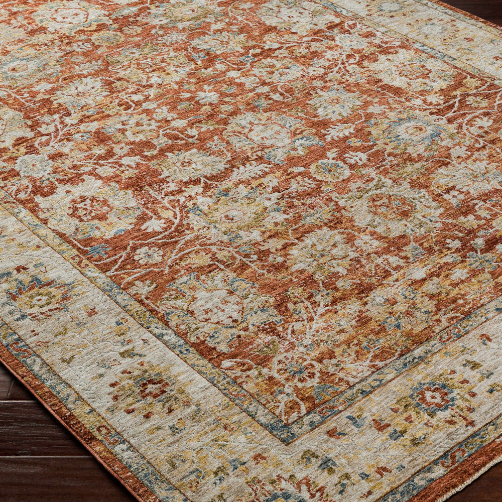 Duong Rust Textured Rug with Fringes