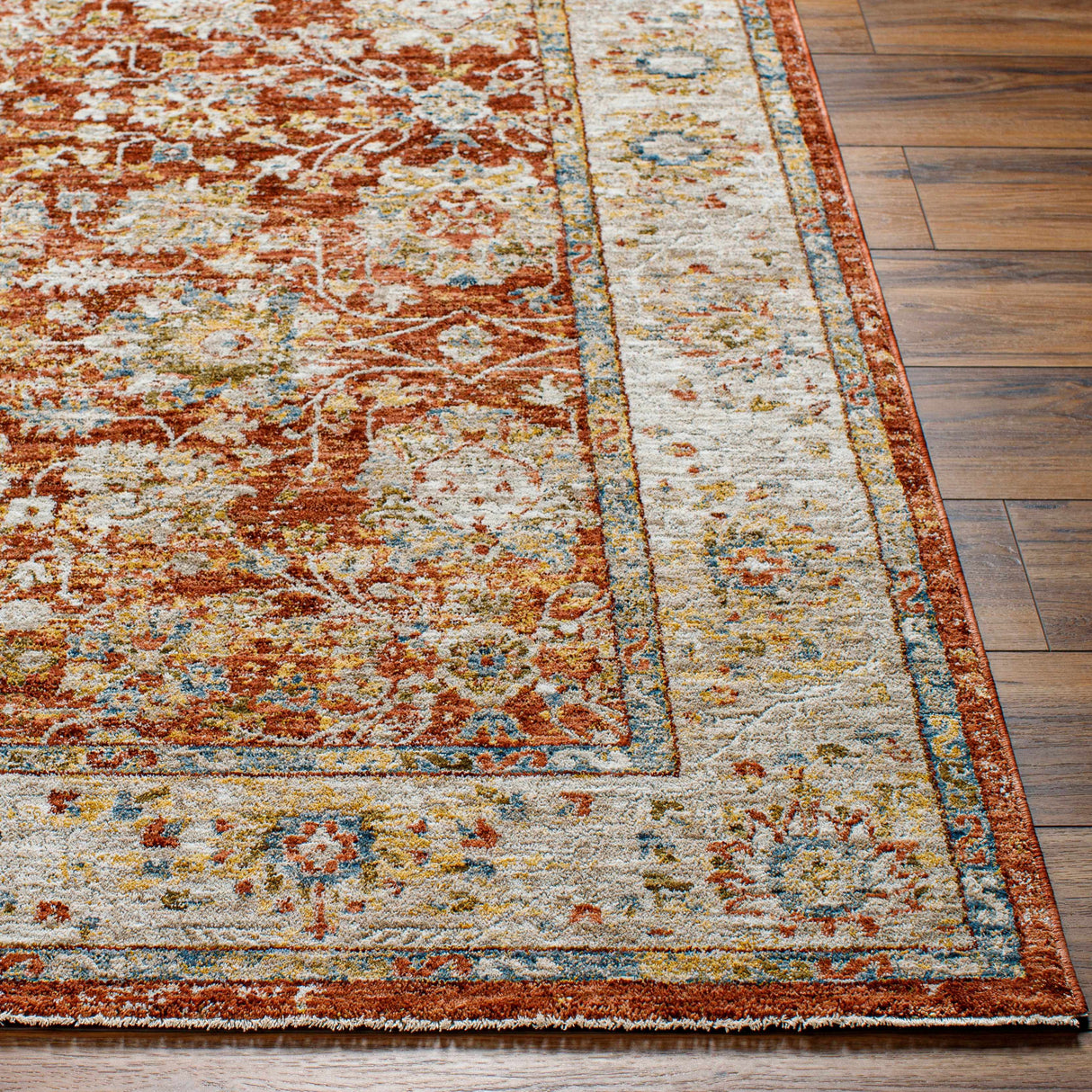 Duong Rust Textured Rug with Fringes