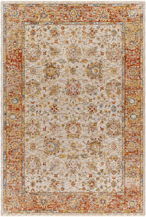 Duong Beige & Rust Textured Rug with Fringes